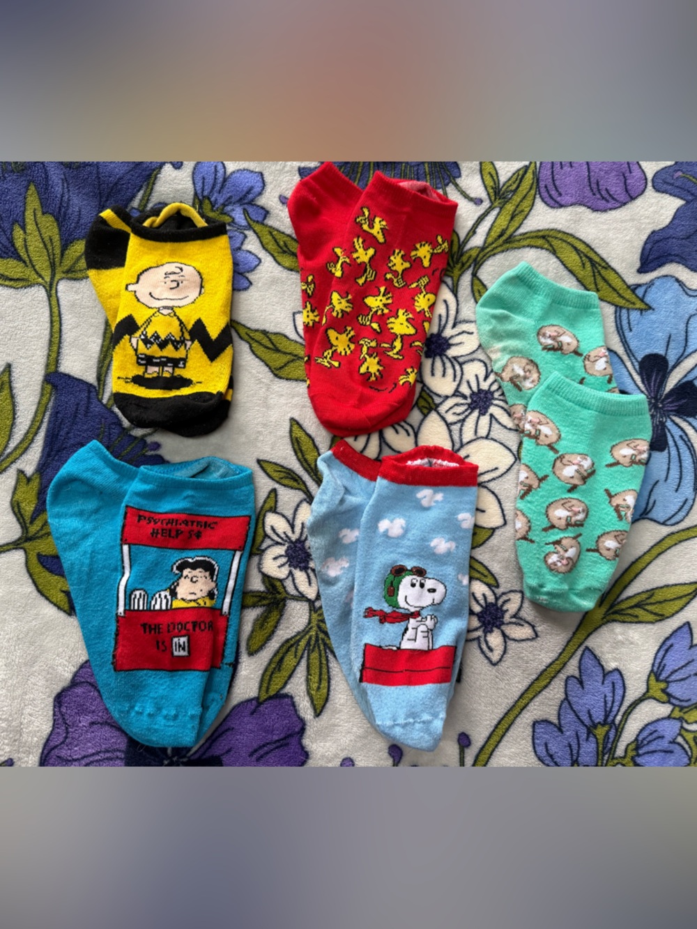 Peanuts Character Low-Cut Socks - 5 Pack, Multicolor(ladies 9/11)